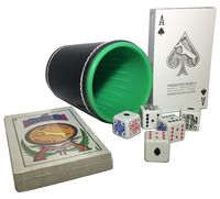 American Poker Dice Cup Plastic Cubilete with Spanish Naipes and Poker Cardboard Party Playing Cards Deck Casino Game Bundle