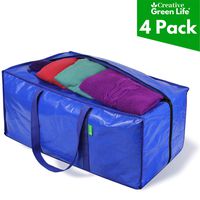 Heavy Duty Extra Large Storage Bags Moving Bag Totes (4-Pack). XL Storage Bins, Clothes Organizer. Great for Blankets, Comforter, Bedroom closet, Dorm Room Essentials, Moving Supplies, Clothes Storage