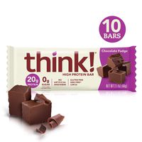 think! (thinkThin) High Protein Bars - Chocolate Fudge, 20g Protein, 0g Sugar, No Artificial Sweeteners, Gluten Free, GMO Free, 2.1 oz bar (10 Count - packaging may vary)