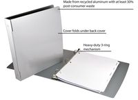 Saunders Recycled Aluminum Ring Binder, 1-Inches Spine, Letter Size, 8.5 x 12-Inches, 1 Binder (00603)