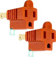 GE Polarized Grounding Adapter 2 Pack, Turn 2-Prong Outlets to 3-Prong Outlets, Outlet Adapter, Easy to Install, Indoor Only, UL Listed, Orange, 14404