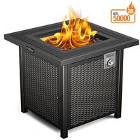 TACKLIFE Propane Fire Pit Table, Vine Embossing Steel Fire Table 28 Inch 50,000 BTU Auto-Ignition CSA Certified Gas Fire Pit with Top Lid, Winter Companion for Garden, Courtyard, Terrace, Balcony