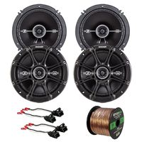 Car Speaker Bundle Combo: 2 Pairs of Kicker 43DSC6504 6.5" Inch 480 Watts 2-Way D-Series Black Car Stereo Coaxial Speaker + Metra Speaker Wiring Harness + Enrock 50 Foot 16 Gauge Speaker Wire