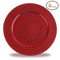 Fantastic:) Round 13 Inch Plastic Charger Plates with Eletroplating Finish (4, Hammer Red)