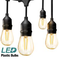 addlon LED Outdoor String Lights 48FT with 2W Dimmable Edison Vintage Plastic Bulbs and Commercial Great Weatherproof Strand - UL Listed Heavy-Duty Decorative LED Café Patio Light, Porch Market Light