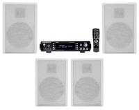 Rockville Bluetooth Receiver+(4) 5.25" White Wall Speakers 4 Restaurant/Bar/Cafe