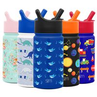 Simple Modern 14oz Summit Kids Water Bottle Thermos with Straw Lid - Dishwasher Safe Vacuum Insulated Double Wall Tumbler Travel Cup 18/8 Stainless Steel -Shark Bite