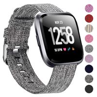 Welltin Bands Compatible with Fitbit Versa/Fitbit Versa Lite for Women Men (Charcoal, Small 5.2"-6.7")