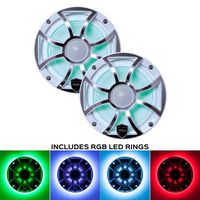 wet sounds REVO 6-XSW-SS White XS/Stainless Grill 6.5 Inch Marine LED Coaxial Speakers with RGB LED Speaker Rings