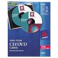 Avery 6692 CD/DVD Labels for Color Lasers, 30 Disc Labels & 60 Spine Labels