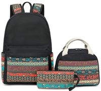 BLUBOON School Backpack for Teens Girls Boys Canvas Bookbags Laptop Schoolbag High School (E0062 Black)
