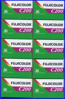 10 Rolls Fujifilm Fujicolor C200 200 ISO 36 exp 35mm Color Negative Film (Pack of 10)