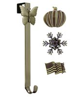 Adjustable Length Wreath Hanger with Interchangeable Icons (4 Wreath Hangers in 1) (Oil-Rubbed Bronze-Flag/Snowflake/Butterfly/Pumpkin)