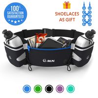 G-RUN Hydration Running Belt with Bottles - Water Belts for Woman and Men - iPhone Belt for Any Phone Size - Fuel Marathon Race Pack for Runners