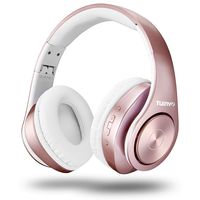 Bluetooth Headphones Wireless,Tuinyo Over Ear Stereo Wireless Headset 35H Playtime with deep bass, Soft Memory-Protein Earmuffs, Built-in Mic Wired Mode PC/Cell Phones/TV- Rose Gold
