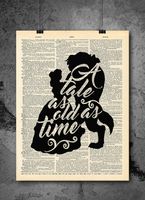 A Tale As Old As Time - Beauty And The Beast Quotes - Vintage Art - Authentic Upcycled Dictionary Art Print - Home or Office Decor - Inspirational And Motivational Quote Art