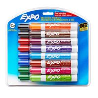 EXPO Low Odor Dry Erase Markers, Chisel Tip, Assorted, 16 Count