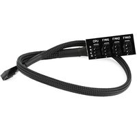 CRJ Blackout All Black 4 Way PWM Fan Hub Splitter