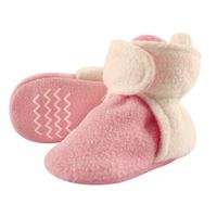Hudson Baby Unisex Baby Cozy Fleece Booties, Light Pink Cream, 2 Toddler