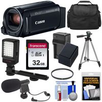 Canon Vixia HF R800 1080p HD Video Camera Camcorder (Black) with 32GB Card + Battery & Charger + Case + Filter + Tripod + LED Light + Microphone Kit