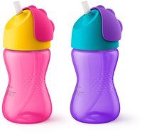 Philips Avent My Bendy Straw Cup, 10 Oz, 2pk, Pink/Purple, SCF792/22