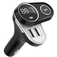 Bluetooth FM Transmitter for Car, (Rotating Design) Wireless Bluetooth FM Radio Adapter Car Kit with Hands-Free Calling, 5V/2.4A&2.4 Concealled Dual USB Charging Ports. (Silver)