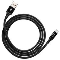 Ventev Chargesync Braided Alloy | A-C Cable, USB Type-C, Rapid Rate Charging Up to 3A, USB-IF Certified, Ultra-Sleek Aluminum Housing, No-Fray Durability, Rapid Charging | 4ft Jet Black
