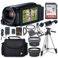 Canon VIXIA HF R82 Camcorder with Sandisk 32 GB SD Memory Card + 2.2x Telephoto Lens + 0.42x Wideangle Lens + Extra Accessory Bundle