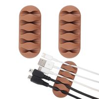 2 Pack Wisdompro Cable Cord Clip Holder - Super Functional and Low-profile Design, with 3M Adhesive Backing, You Can Sort Out the Mess of Cables Cords around Your Home, Office Workspace - Brown