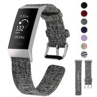 Lintelek Compatible with Fitbit Charge 3 Bands, Canvas Woven Fabric Band, Soft TPU Adjustable Replacement Wristbands, Silicone Straps Sports Accessories