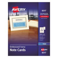 Avery 8317 Embossed Note Cards, Inkjet, 4 1/4 x 5 1/2, Matte Ivory (Pack of 60, with Envelopes)