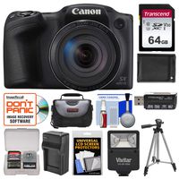 Canon PowerShot SX420 is Wi-Fi Digital Camera (Black) with 64GB Card + Case + Flash + Battery + Charger + Tripod + Kit