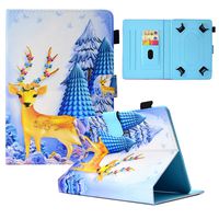 Dteck Universal 8-9 inch Tablet Case, [Stylus Pen] Kickstand Flip Folio Wallet Leather Case with Cards/Money Slots Magnetic Buckle Cover for All 8-9 inch Galaxy Tab Android iOS Tablet-Sika Deer