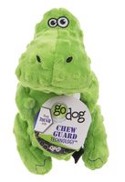 goDog Dinos T-Rex Tough Plush Dog Toy with Chew Guard Technology, Green, Large