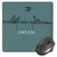 3dRose LLC 8 x 8 x 0.25 Inches Mouse Pad, Rustic Birds on Branch Dream Inspirational Art (mp_110411_1)