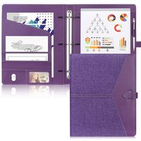 Toplive Padfolio 3 Ring Binder (1'' Round Ring) Business Portfolio Folder for Interview, Conference and Presentation, Purple
