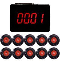 CallToU Wireless Calling System Customers Patient Pager System with 10 PCS Waterproof Call Buttons and 1PC Display Receiver for Restaurant Clinic Nursing Home Caregiver