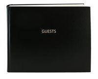 BookFactory Guest Book (120 Pages) / Guest Sign-in Book/Guest Registry/Guestbook - Black Cover, Smyth Sewn Hardbound, 8 7/8" x 7" (LOG-120-GUEST-A-LKT25)