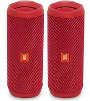 JBL Flip 4 Waterproof Portable Wireless Bluetooth Speaker Bundle - (Pair) Red