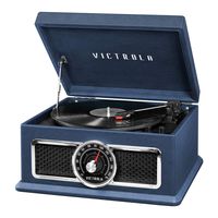 Victrola 4-in-1 Nostalgic Plaza Bluetooth Record Player with 3-Speed Turntable and FM Radio, Blue