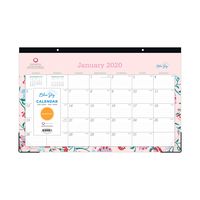 Blue Sky 2020 Monthly Desk Pad Calendar, Two-Hole Punched, Ruled Blocks, 17" x 11", Garden Flower