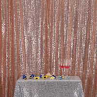 Eternal Beauty Champagne Blush Sequin Wedding Backdrop Photography Background Party Curtain, 6Ft X 8Ft