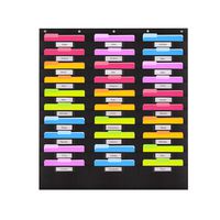 Heavy Duty Storage Pocket Chart with Nametag with 30 Pockets | Hanging Wall File Organizer by Hippo Creation - Organize Your Assignments, Files, Scrapbook Papers & More (Black)