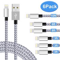 JimBest1980, Durable Pure Copper,2019 latest Charging cord, Compatible Phone Charging Cable, 6 Pack 10FT 6FT 6FT 3FT 3FT 3FT, Nylon Braided USB Phone Charger Cord