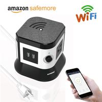 Wi-Fi Smart Power Strip by SAFEMORE, Surge Protector Tower with 2 USB Ports & 3 Remote Controlled AC Plugs, Compatible with Alexa and Google Assistant ¨C Black + White