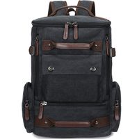 School Backpack Vintage Canvas Laptop Backpacks Men Women Rucksack Bookbags (Black-8688)