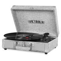 Victrola VSC-550BT-LGY Bluetooth Suitcase Record Player with 3-Speed Turntable, Light Grey