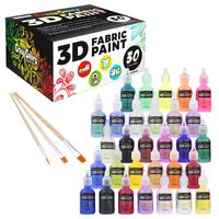 Crazy Colors 30 Color 3D Fabric Paint Set Kit - Shiny Vibrant Puffy Colors in Marker Pen Style Bottles - Create Permanent Art on Fabric, Textiles, T-Shirts, Canvas, Wood & Most Porous Surfaces.
