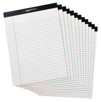 AmazonBasics Legal/Wide Ruled 8-1/2 by 11-3/4 Legal Pad - White (50 Sheet Paper Pads, 12 pack)