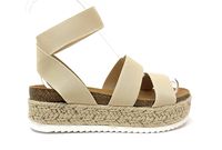 Soda Clip Womens Casual Espadrilles Trim Flatform Studded Wedge (9, Nude S)